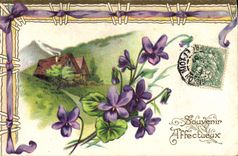 Flores de la fantasía de la POSTAL de la VENDIMIA