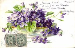 Flores de la fantasía de la POSTAL de la VENDIMIA