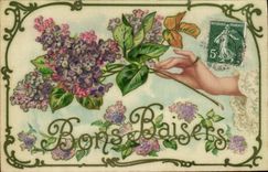 Flores de la fantasía de la POSTAL de la VENDIMIA