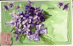 Flores de la fantasía de la POSTAL de la VENDIMIA