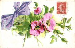Flores de la fantasía de la POSTAL de la VENDIMIA