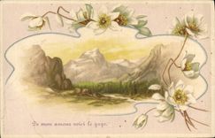 Flores de la fantasía de la POSTAL de la VENDIMIA