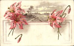 Flores de la fantasía de la POSTAL de la VENDIMIA