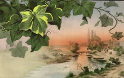 Flores de la fantasía de la POSTAL de la VENDIMIA