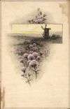 La fantasía de la POSTAL de la VENDIMIA florece el molino de viento
