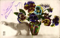 CPA Fantaisie Fleurs Elephant
