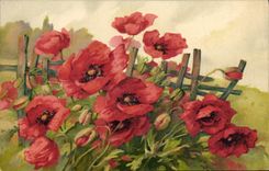 Flores de la fantasía de la POSTAL de la VENDIMIA