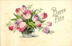 Flores de la fantasía de la POSTAL de la VENDIMIA