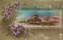 Flores de la fantasía de la POSTAL de la VENDIMIA