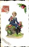 Niño de flores de la fantasía de la POSTAL de la VENDIMIA