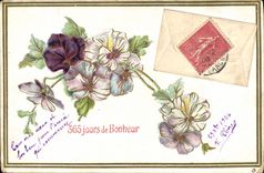 Flores de la fantasía de la POSTAL de la VENDIMIA