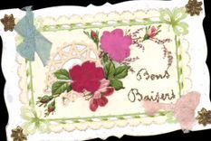 Flores de la fantasía de la POSTAL de la VENDIMIA