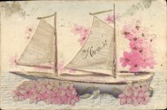 La fantasía de la POSTAL de la VENDIMIA florece el barco