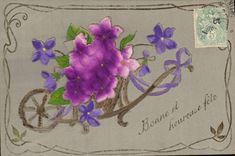 Flores de la fantasía de la POSTAL de la VENDIMIA