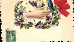 Tragos de las flores de la fantasía de la POSTAL de la VENDIMIA