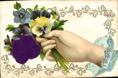 La fantasía de la POSTAL de la VENDIMIA florece la mano