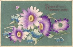Flores de la fantasía de la POSTAL de la VENDIMIA