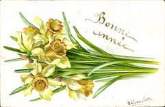 Flores de la fantasía de la POSTAL de la VENDIMIA