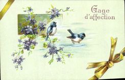 VINTAGE POSTCARD Fantasy Flowers Birds