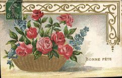 Flores de la fantasía de la POSTAL de la VENDIMIA