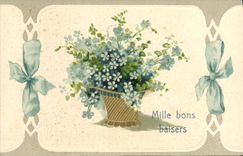 Flores de la fantasía de la POSTAL de la VENDIMIA