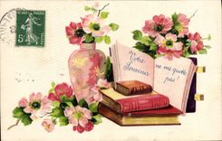 Flores de la fantasía de la POSTAL de la VENDIMIA