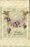 VINTAGE POSTCARD Fantasy Flowers Birds