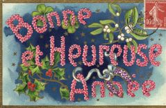 CPA Fantaisie Fleurs Bonne annee Fer a cheval