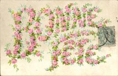 Flores de la fantasía de la POSTAL de la VENDIMIA