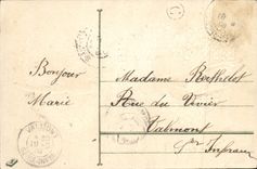 CPA Fantaisie Fleurs Hirondelles Fer a cheval Coeurs