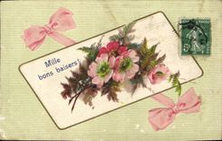 Flores de la fantasía de la POSTAL de la VENDIMIA