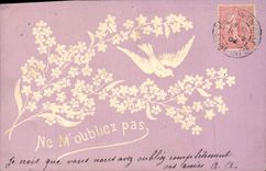 Paloma de las flores de la fantasía de la POSTAL de la VENDIMIA