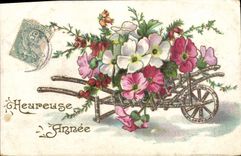 Flores de la fantasía de la POSTAL de la VENDIMIA