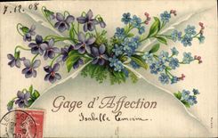 Flores de la fantasía de la POSTAL de la VENDIMIA