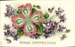VINTAGE POSTCARD Fantaisie Flowers Horseshoe