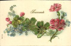 Flores de la fantasía de la POSTAL de la VENDIMIA