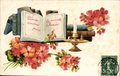 Flores de la fantasía de la POSTAL de la VENDIMIA