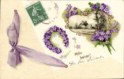 Flores de la fantasía de la POSTAL de la VENDIMIA