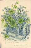 CPA Fantaisie Fleurs Luge Traineau Trefles