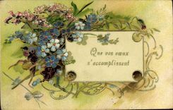 Flores de la fantasía de la POSTAL de la VENDIMIA