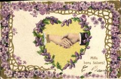 CPA Fantaisie Fleurs Main Coeur