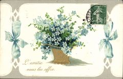Flores de la fantasía de la POSTAL de la VENDIMIA