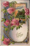 Flores de la fantasía de la POSTAL de la VENDIMIA