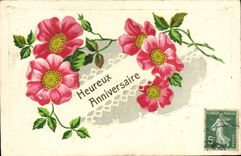 Flores de la fantasía de la POSTAL de la VENDIMIA