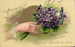 VINTAGE POSTCARD Fantasy Flowers Hand