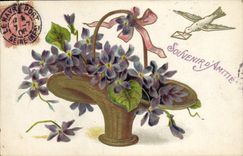 VINTAGE POSTCARD Fantasy Flowers Dove
