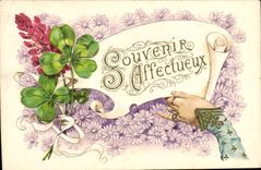 VINTAGE POSTCARD Fantasy Flowers Clover