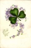 VINTAGE POSTCARD Fantasy Flowers Clover