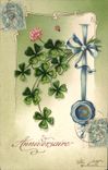 VINTAGE POSTCARD Fantasy Flowers Clover
