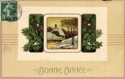 VINTAGE POSTCARD Fantasy Flowers Happy New Year